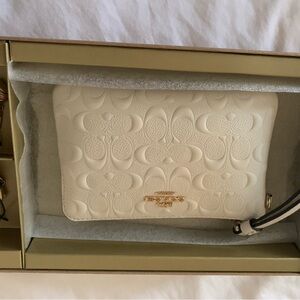 Coach White Embossed Clutch